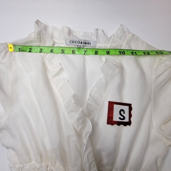 WHITE Cotton Silk Light Frilly Long Sleeve Top VARIOUS SIZES S M L - Picture 8 of 16